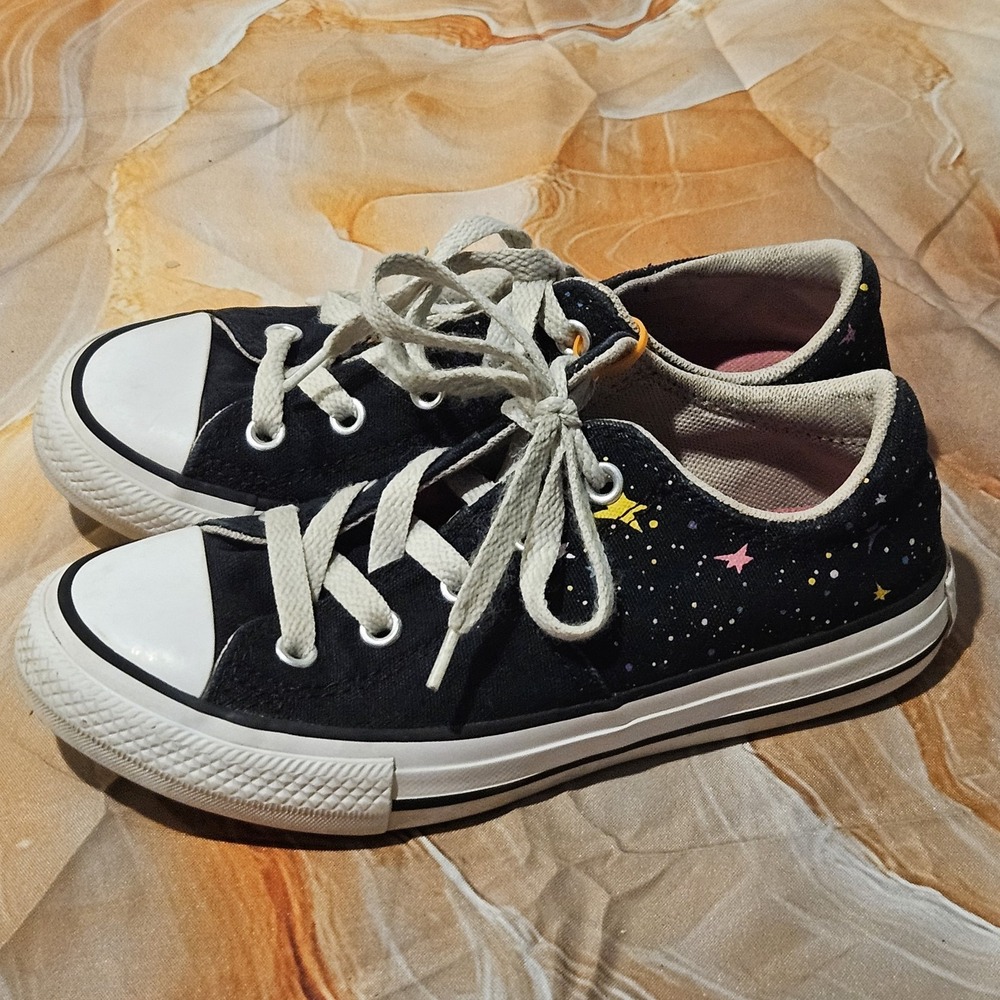 Converse Chuck Taylor All Star Ox Kids 13 Black Stars Galaxy Low Top Shoes